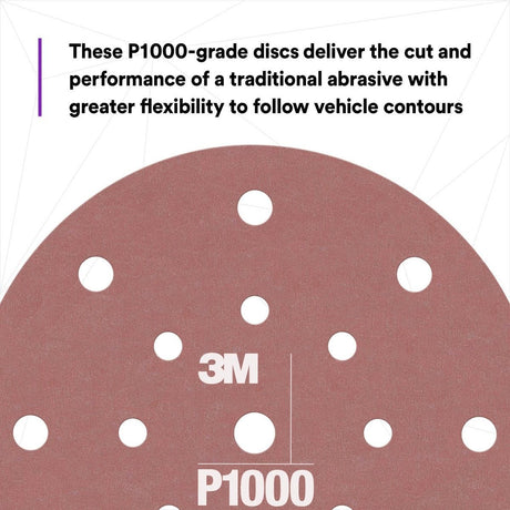 3M 270J 34407 Hookit Flexible Abrasive Disc, Dust Free, P1000, Red, 6 in (7000120196) (125 Pack) - 3