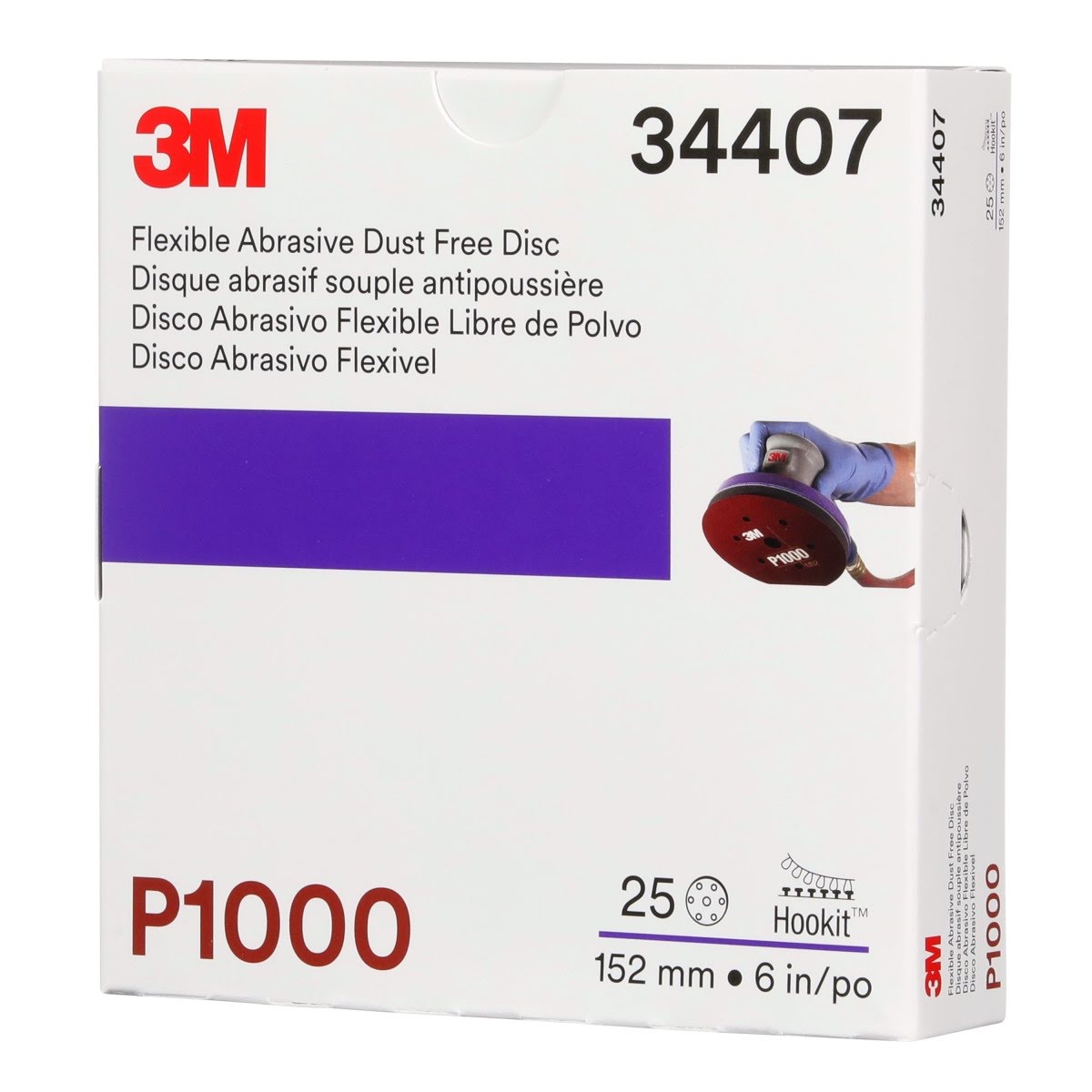 3M 270J 34407 Hookit Flexible Abrasive Disc, Dust Free, P1000, Red, 6 in (7000120196) (125 Pack) - 9