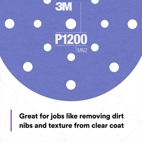 3M 270J 34408 Hookit Flexible Abrasive Disc, Dust Free, P1200, Purple, 6 in, Paint Finishing, Defect Removal, Clear Coat Sanding (7000120197) (125 Pack) - 4