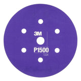 3M 270J 34409 Hookit Flexible Abrasive Disc, Dust Free, P1500, Purple, 6 in (7000120198) (125 Pack)