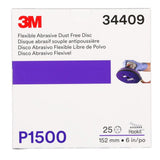 3M 270J 34409 Hookit Flexible Abrasive Disc, Dust Free, P1500, Purple, 6 in (7000120198) (125 Pack) - 7