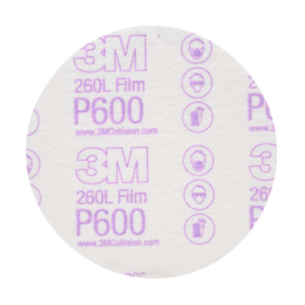 3M 00955 01071 Hookit Finishing Film Abrasive Disc 260L, 5 in, P600 (7000120388) (100 Pack)