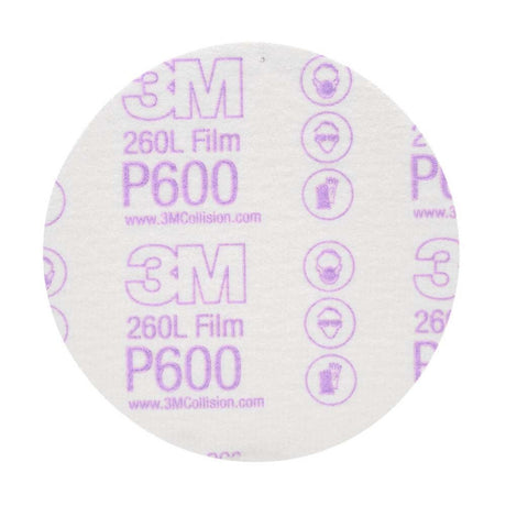3M 00955 01071 Hookit Finishing Film Abrasive Disc 260L, 5 in, P600 (7000120388) (100 Pack)