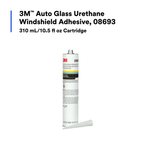 3M 08693 Auto Glass Urethane Windshield Adhesive, Medium Viscosity, High-Strength, Fast-Curing, Black, 310 mL/10.5 fl oz Cartridge (7000120424)
