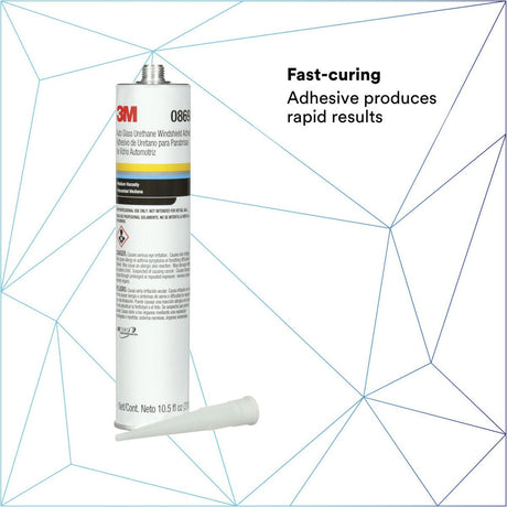 3M 08693 Auto Glass Urethane Windshield Adhesive, Medium Viscosity, High-Strength, Fast-Curing, Black, 310 mL/10.5 fl oz Cartridge (7000120424)  - (12Pack) - 3