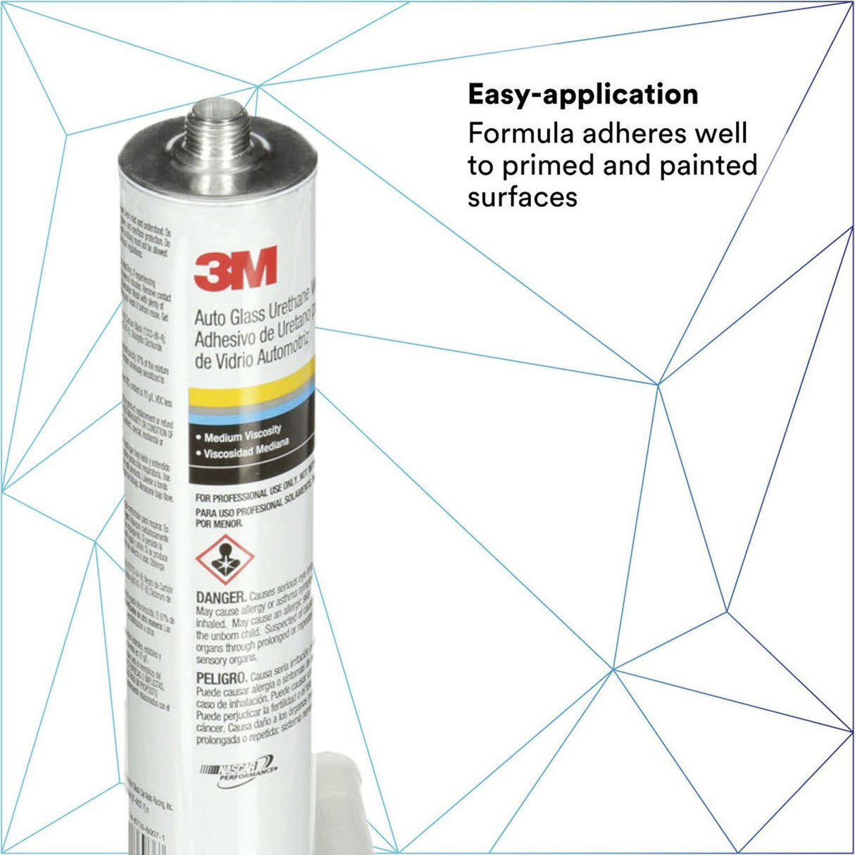 3M 08693 Auto Glass Urethane Windshield Adhesive, Medium Viscosity, High-Strength, Fast-Curing, Black, 310 mL/10.5 fl oz Cartridge (7000120424)  - (12Pack) - 4