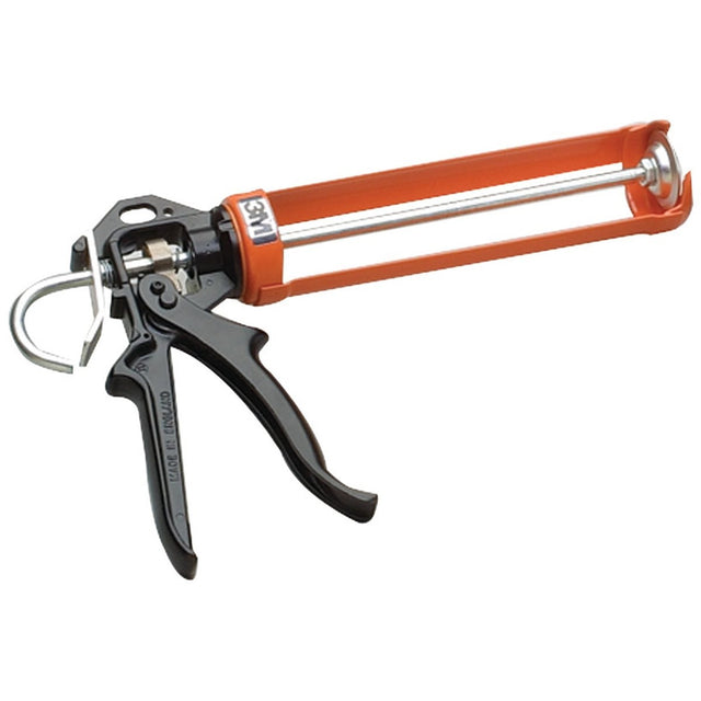3M 08993 Professional Caulking Gun, Rod Driven Applicator, Cast Steel, Pressure Release Lever, Black Orange, 1/10 Gallon Cartridge (7000120433)