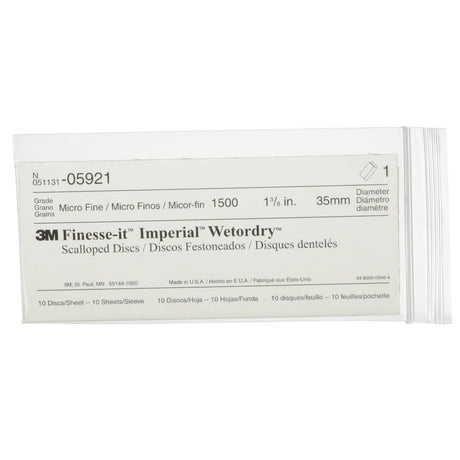 3M 401Q Finesse-it Imperial Wetordry Scallop Abrasive Disc, PSA, SiC, 1500 Grit, Black, 1 3/8 in (05921) (7000120445)  - (10Pack) - 6
