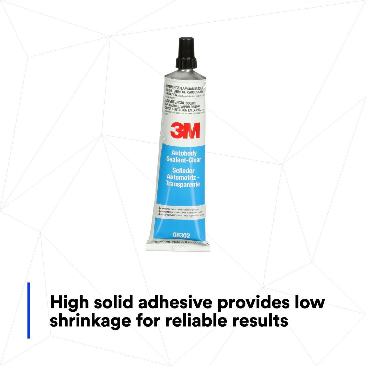 3M Ultrapro Autobody Sealant, Clear, High-Solids, Heavy-Bodied, Fast-Curing, Solvent-Based, 5 oz Tube (08302) (7000120449)  - (6Pack) - 7