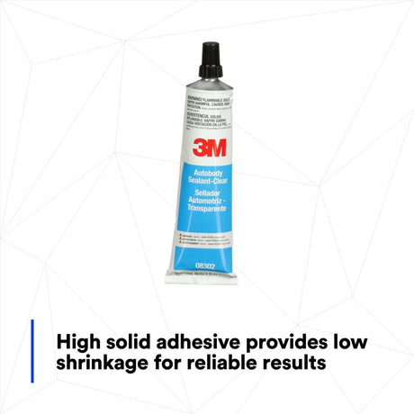 3M Ultrapro Autobody Sealant, Clear, High-Solids, Heavy-Bodied, Fast-Curing, Solvent-Based, 5 oz Tube (08302) (7000120449)  - (6Pack) - 7