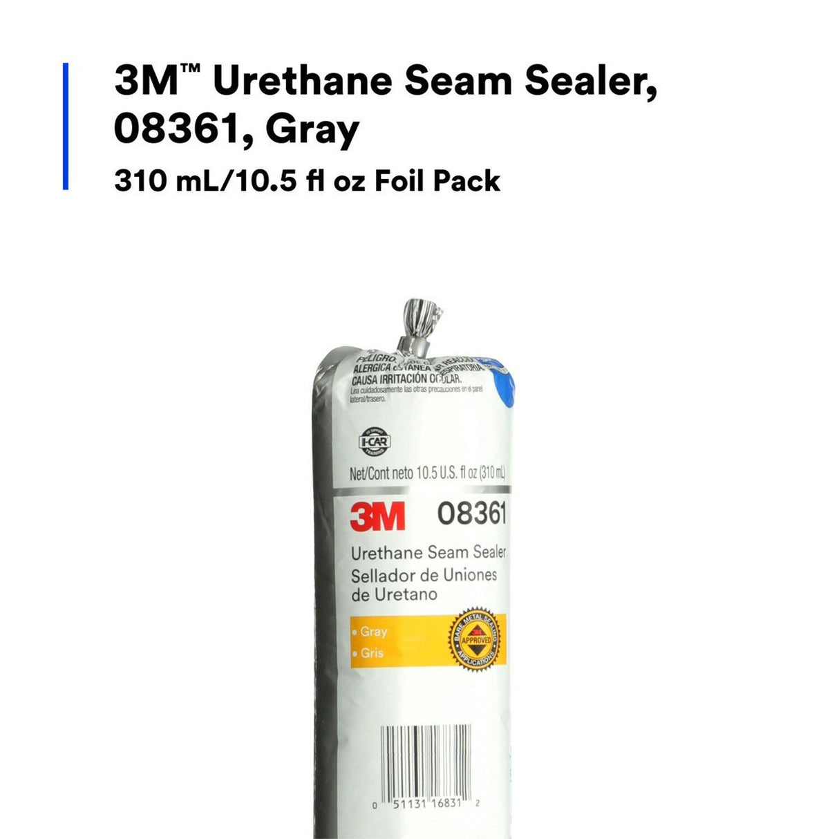 3M Urethane Seam Sealer, Gray, 310 mL 10.5 fl oz Foil Pack (08361) (7000120461)  - (6Pack) - 9