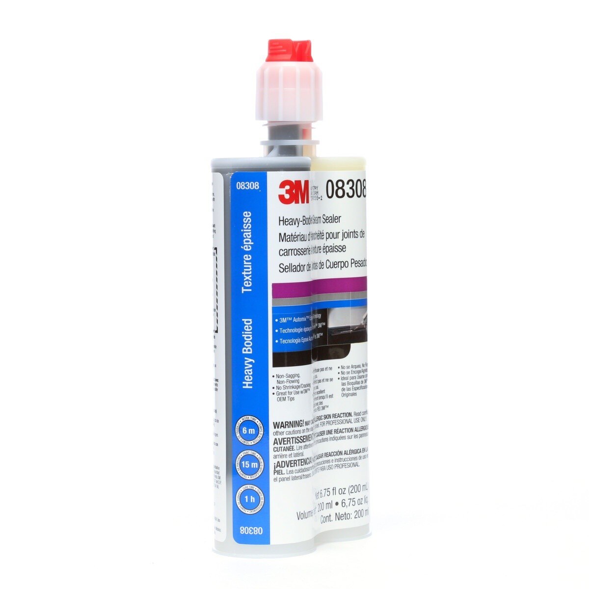 3M 08308 Heavy-Bodied Seam Sealer Two-Part Self-Mixing Automotive Epoxy Black 200 ml 6.75 fl oz Cartridge (7000120463)  - (6Pack) - 2