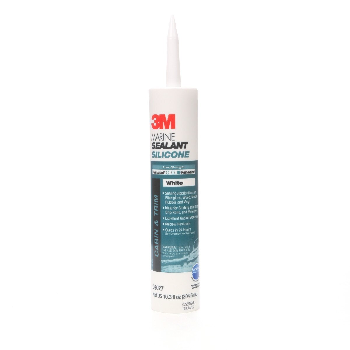 3M MG Sil 08027 Marine Grade Silicone Sealant Cartridge, White, 10.3 fl oz, Above the Waterline Sealing for Boats and RVs (7000120476)  - (12Pack)