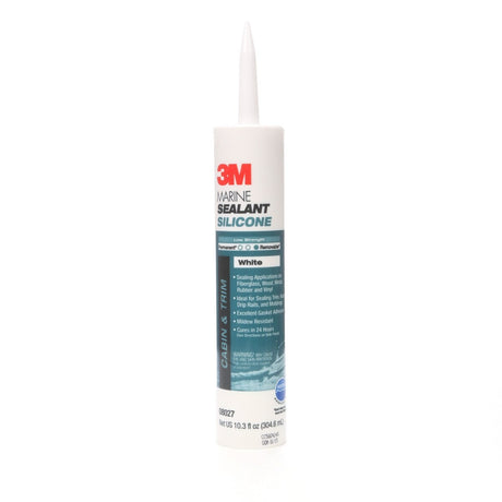 3M MG Sil 08027 Marine Grade Silicone Sealant Cartridge, White, 10.3 fl oz, Above the Waterline Sealing for Boats and RVs (7000120476)  - (12Pack)