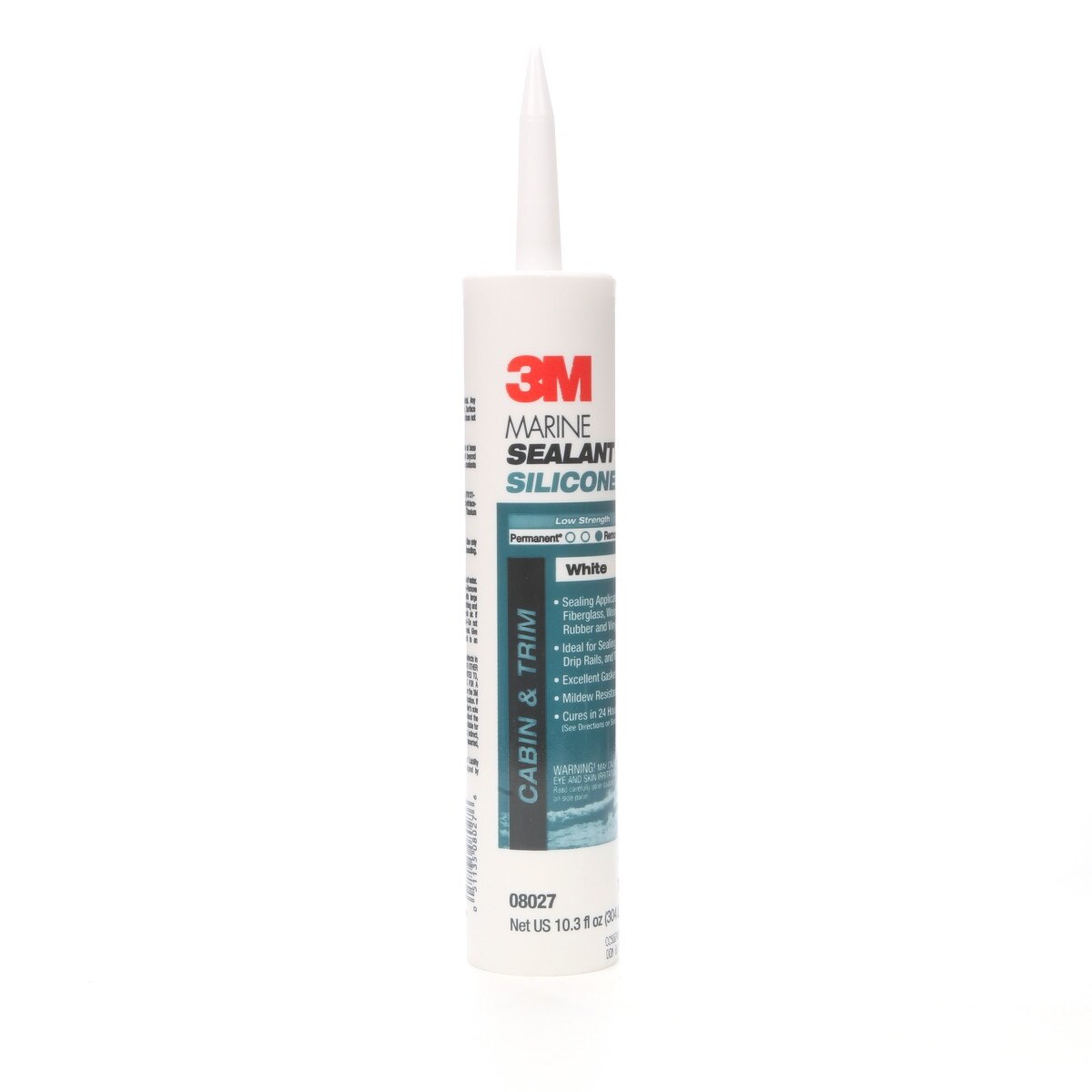 3M MG Sil 08027 Marine Grade Silicone Sealant Cartridge, White, 10.3 fl oz, Above the Waterline Sealing for Boats and RVs (7000120476)  - (12Pack) - 2