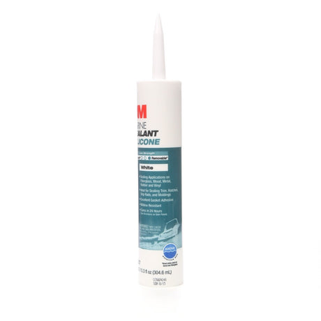 3M MG Sil 08027 Marine Grade Silicone Sealant Cartridge, White, 10.3 fl oz, Above the Waterline Sealing for Boats and RVs (7000120476)  - (12Pack) - 3