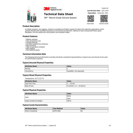 3M MG Sil Marine Grade Silicone Sealant, Clear, 3 fl oz Tube, Above Waterline (08019) (7000120480)  - (6Pack) - 2