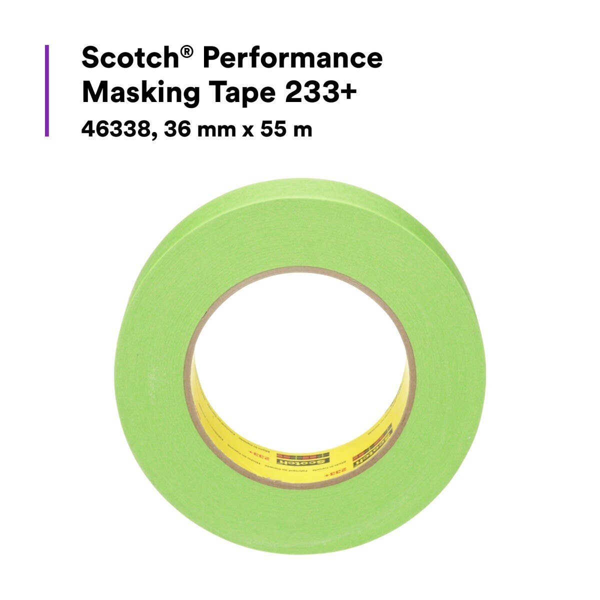 3M 233+ Scotch Performance Green Masking Tape, 36 mm x 55 m (46338) (7000120534)  - (24Pack) - 6