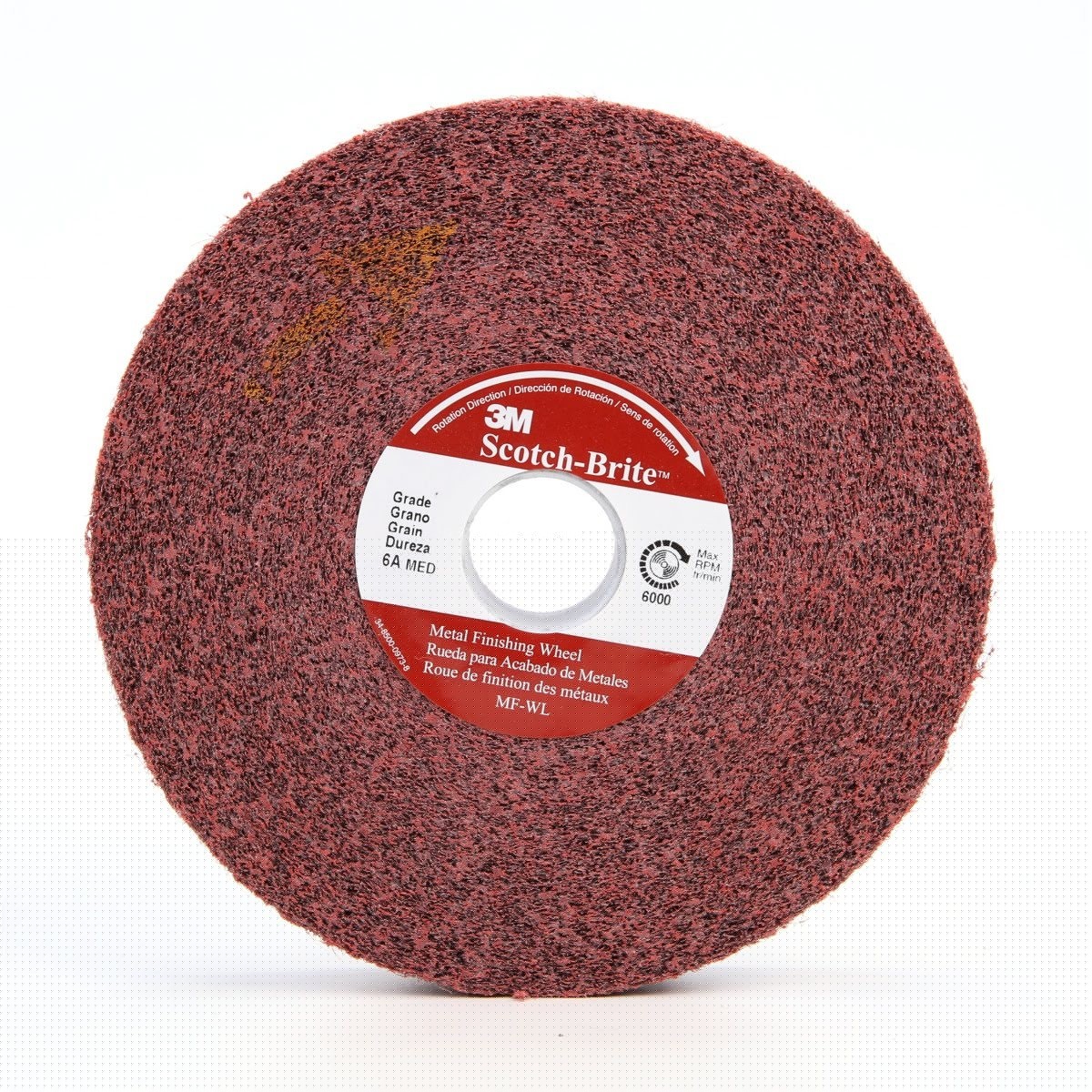 3M MF-WL Scotch-Brite Metal Finishing Convolute Wheel, 5A Medium, Maroon, 6 in x 4 in x 1 in, 1 in Center Hole (7000120588)