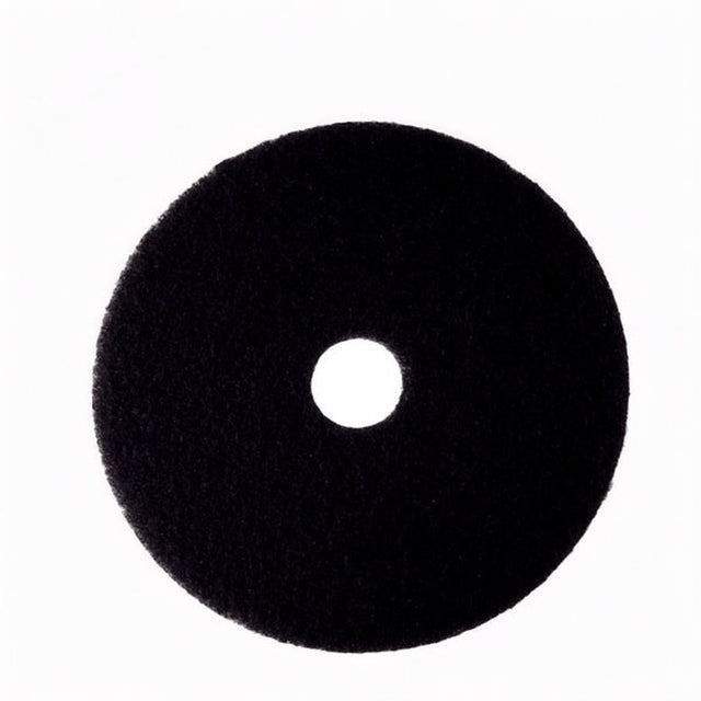 3M 7200 Black Stripper Floor Pad, Round, Black, 16 in x 3/4 in, Center Hole, Low Speed 175-600 RPM for Water-based Finish Stripping (7000120629) (5 Pack)