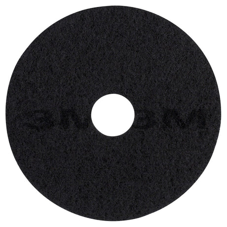 3M 7200 Black Stripper Pad 18 in x 3/4 in Center Hole 175-600 RPM for Floor Finish Stripping (7000120630) (5 Pack)