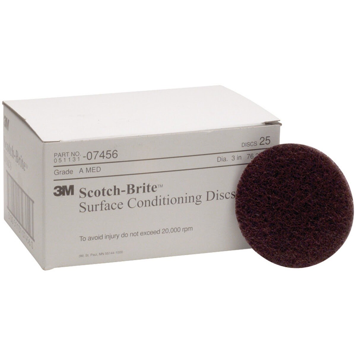 3M SC-DH 7456 Scotch-Brite Surface Conditioning Disc, 0, A/O Medium, 3 in x NH (7000120659) (100 Pack)