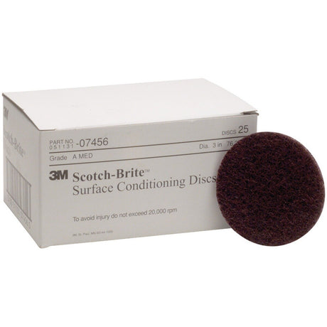 3M SC-DH 7456 Scotch-Brite Surface Conditioning Disc, 0, A/O Medium, 3 in x NH (7000120659) (100 Pack)