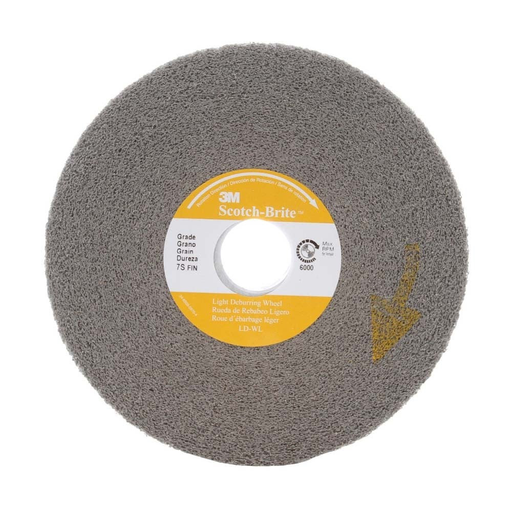 3M LD-WL Scotch-Brite Light Deburring Wheel, Silicon Carbide, 6000 rpm, 6" Diameter x 1/2" Width, 1" Arbor, 6S Fine Grit (7000120904) (4 Pack)