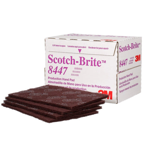 3M HP-HP 8447 Scotch-Brite Production Hand Pad, Aluminum Oxide Very Fine, Maroon, 6 in x 9 in (7000120942) (60 Pack) - 3