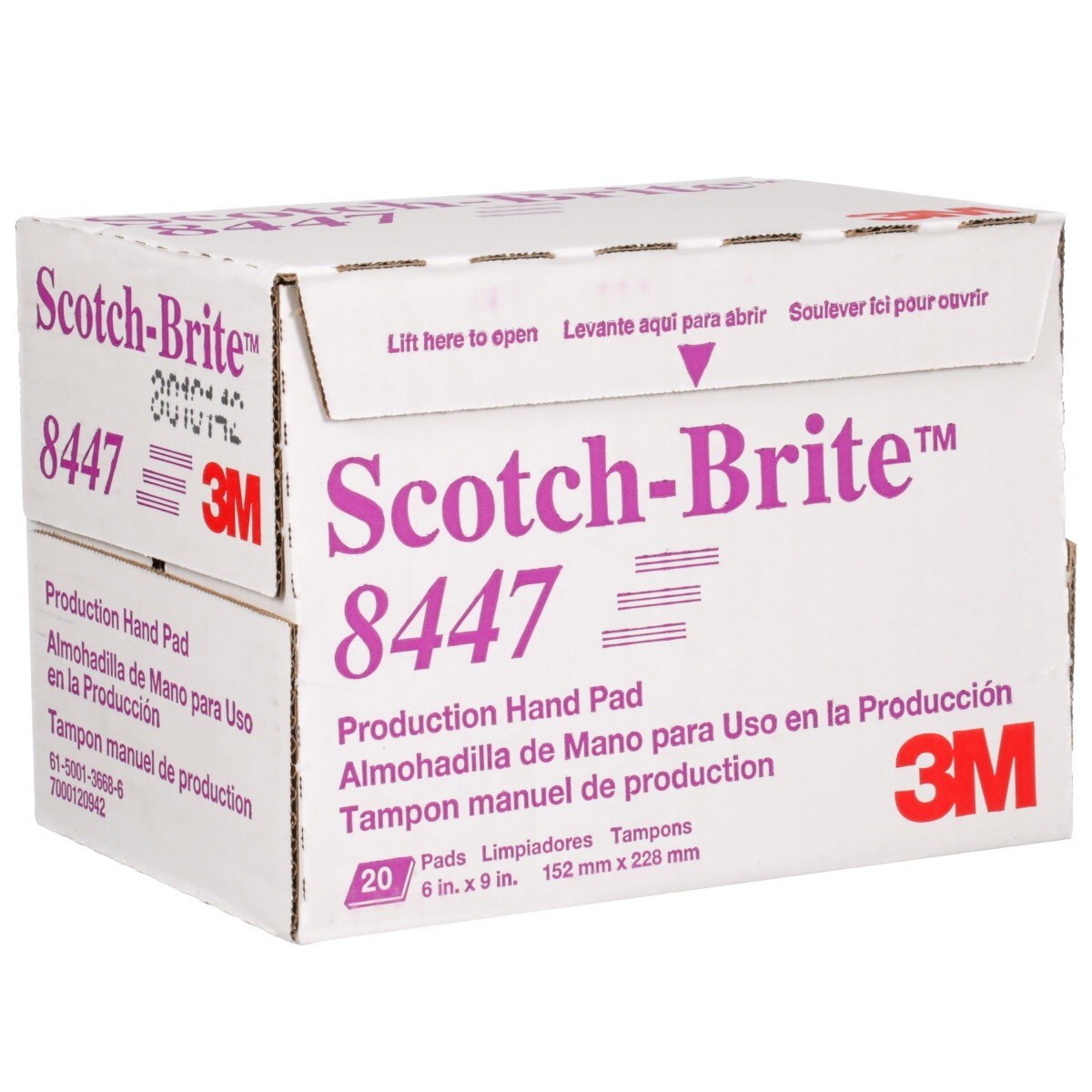 3M HP-HP 8447 Scotch-Brite Production Hand Pad, Aluminum Oxide Very Fine, Maroon, 6 in x 9 in (7000120942) (60 Pack) - 6