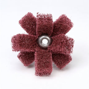 3M HS-XB Scotch-Brite Cross Buff, Aluminum Oxide Very Fine, Maroon, 1-1/2 in x 3/8 in, 2 Ply, 8-32 Eyelet (7000121147) (100 Pack)