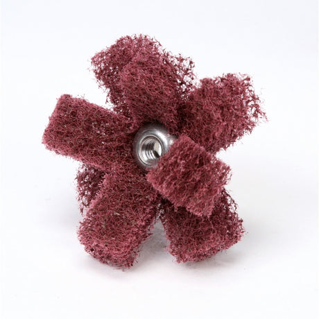 3M HS-XB Scotch-Brite Cross Buff, Aluminum Oxide Very Fine, Maroon, 1-1/2 in x 3/8 in, 2 Ply, 8-32 Eyelet (7000121147) (100 Pack) - 2