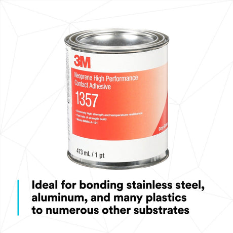 3M 1357 Neoprene High Performance Contact Adhesive, Gray-Green, 1 Pint Can (7000121201) (Case of 12)  - (12Pack) - 5