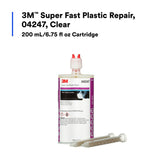 3M 04247 Super Fast Plastic Repair Two-Part Urethane Adhesive, Transparent, 200 mL 6.75 fl oz Cartridge (4247) (7000121226)  - (6Pack) - 6