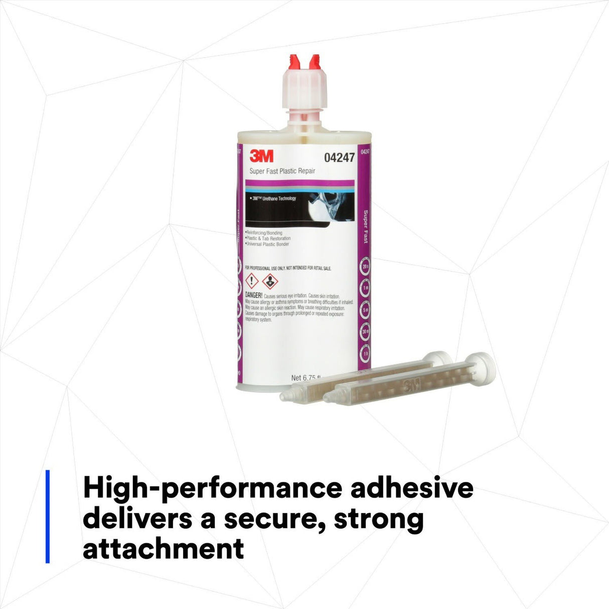 3M 04247 Super Fast Plastic Repair Two-Part Urethane Adhesive, Transparent, 200 mL 6.75 fl oz Cartridge (4247) (7000121226)  - (6Pack) - 8