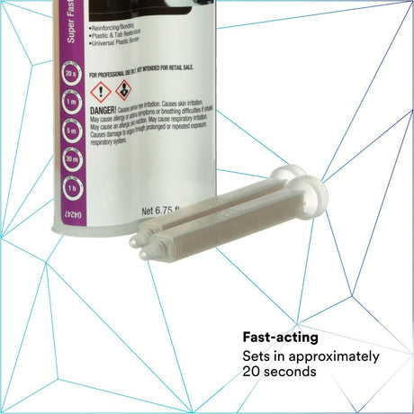 3M 04247 Super Fast Plastic Repair Two-Part Urethane Adhesive, Transparent, 200 mL 6.75 fl oz Cartridge (4247) (7000121226)  - (6Pack) - 9