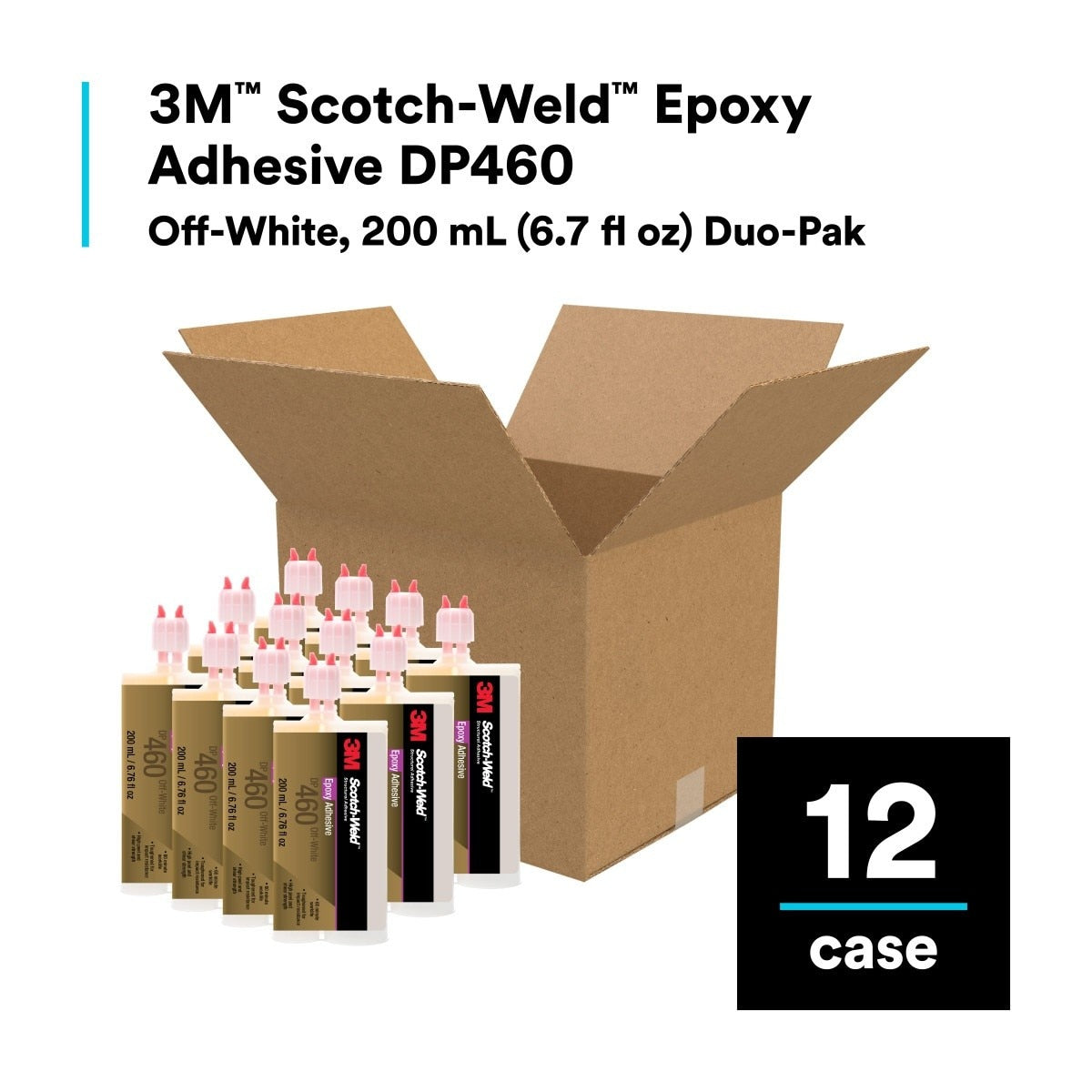 3M 460 Epoxy Adhesive DP460, Off-White, 200 mL Duo-Pak (7000121321) (144 Pack) - 2