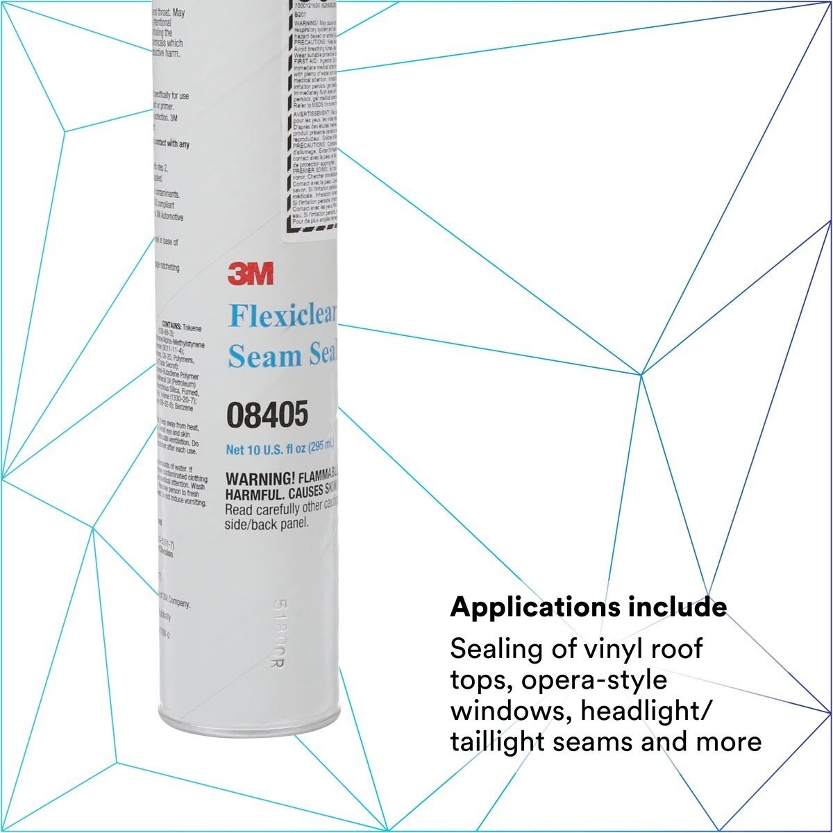 3M Flexiclear Body Seam Sealer, Transparent, 10 fl oz Cartridge (08405) (7000121530)  - (12Pack) - 8