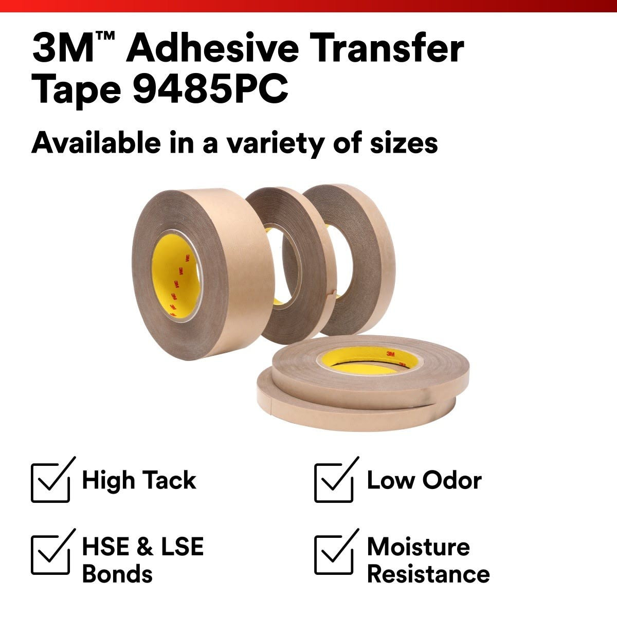 3M 9485PC Adhesive Transfer Tape, Clear, 24 in x 60 yd, 5 mil, 1 Roll per Case (7000123365) - 2