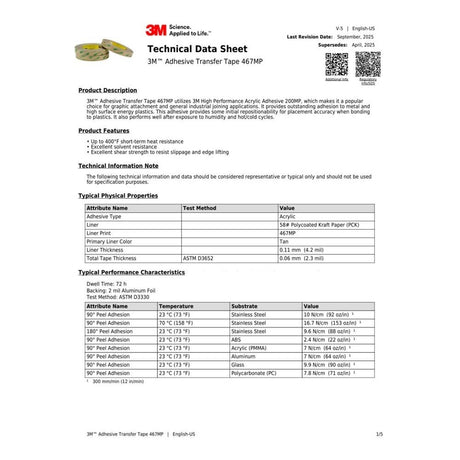 3M 467MP Adhesive Transfer Tape Clear 24 in x 60 yd 2 mil (7000123376) - 5