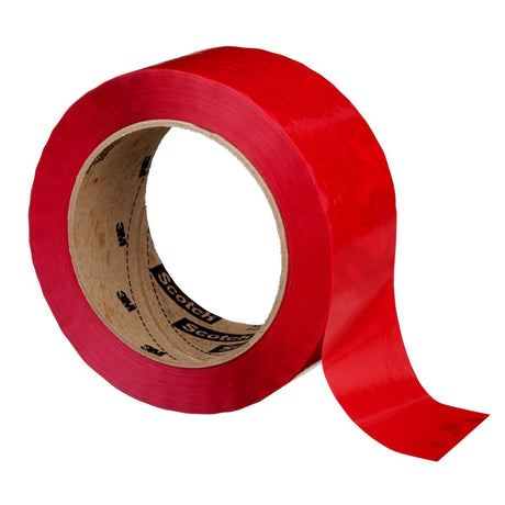 3M 371 Scotch Box Sealing Tape, Red, 48 mm x 100 m (7000123425) (36 Pack) - 3