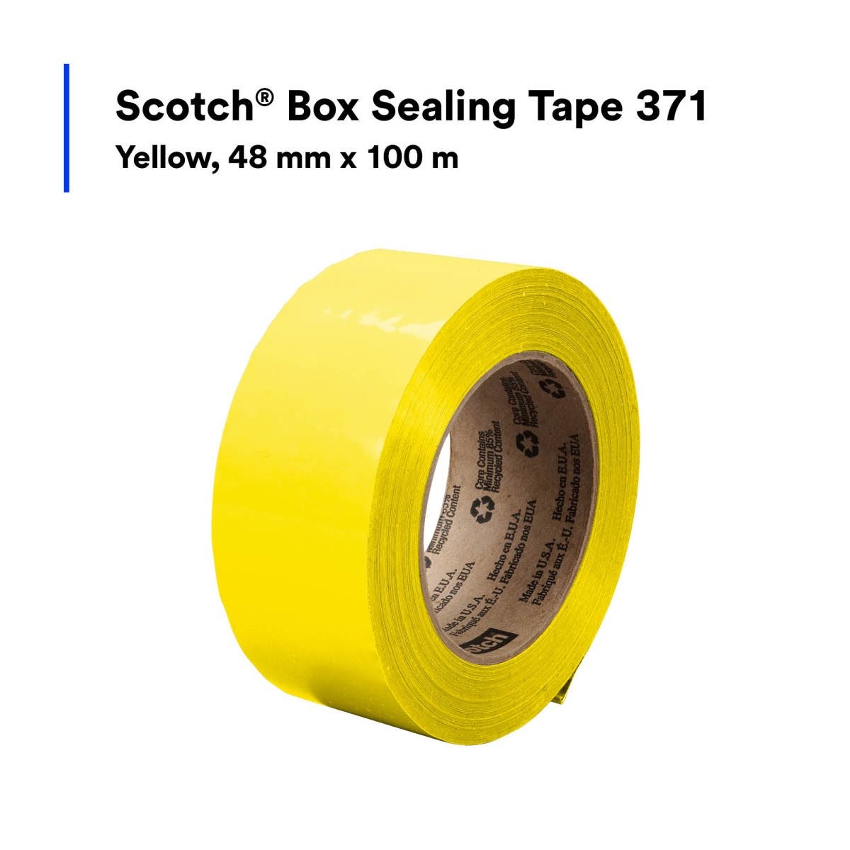 3M 371 Scotch Box Sealing Tape, Yellow, 48 mm x 100 m (7000123429) (1080 Pack) - 5
