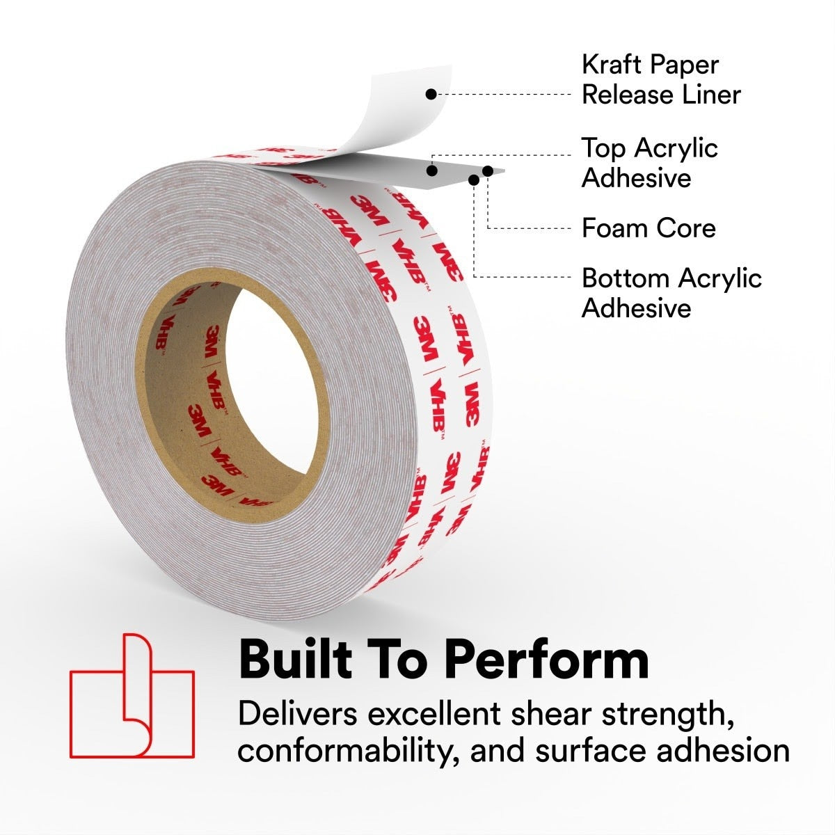 3M 4941 VHB Tape, Gray, 1/2 in x 36 yd, 45 mil (7000123502) (18 Pack) - 7