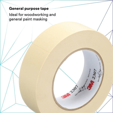 3M 2307 Masking Tape, Tan, Rubber Adhesive, Crepe Paper Backing, 24 mm x 55 m, 5.2 mil (7000123531) (36 Pack) - 4