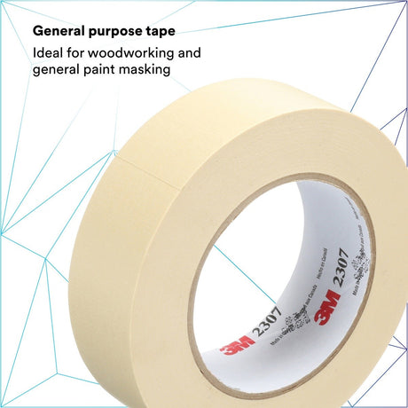 3M 2307 Masking Tape, Tan, Rubber Adhesive, Crepe Paper Backing, 24 mm x 55 m, 5.2 mil (7000123531) (36 Pack) - 4