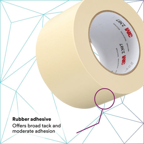 3M 2307 Masking Tape, Tan, 72 mm x 55 m, 5.2 mil (7000123534) (12 Pack) - 3