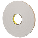 3M 4496W Double Coated Polyethylene Foam Tape, White, 1/2 in x 36 yd, 62 mil (7000123604) (18 Pack) - 4