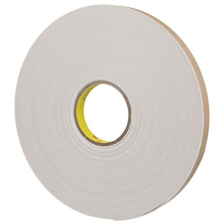 3M 4496B 4496 Double Coated Polyethylene Foam Tape W, White, 1 in x 36 yd, 62 mil (7000123606) (9 Pack) - 3