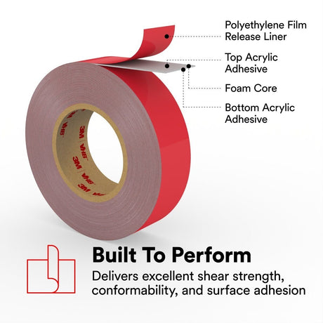 3M 4941 VHB Tape, Gray, 1 in x 36 yd, 45 mil, Film Liner, Double-Sided Acrylic Foam (4941F) (7000123670)  - (2Pack) - 5