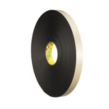 3M 4492B Double Coated Polyethylene Foam Tape, Black, 1/2 in x 72 yd, 31 mil (7000123708) (18 Pack)